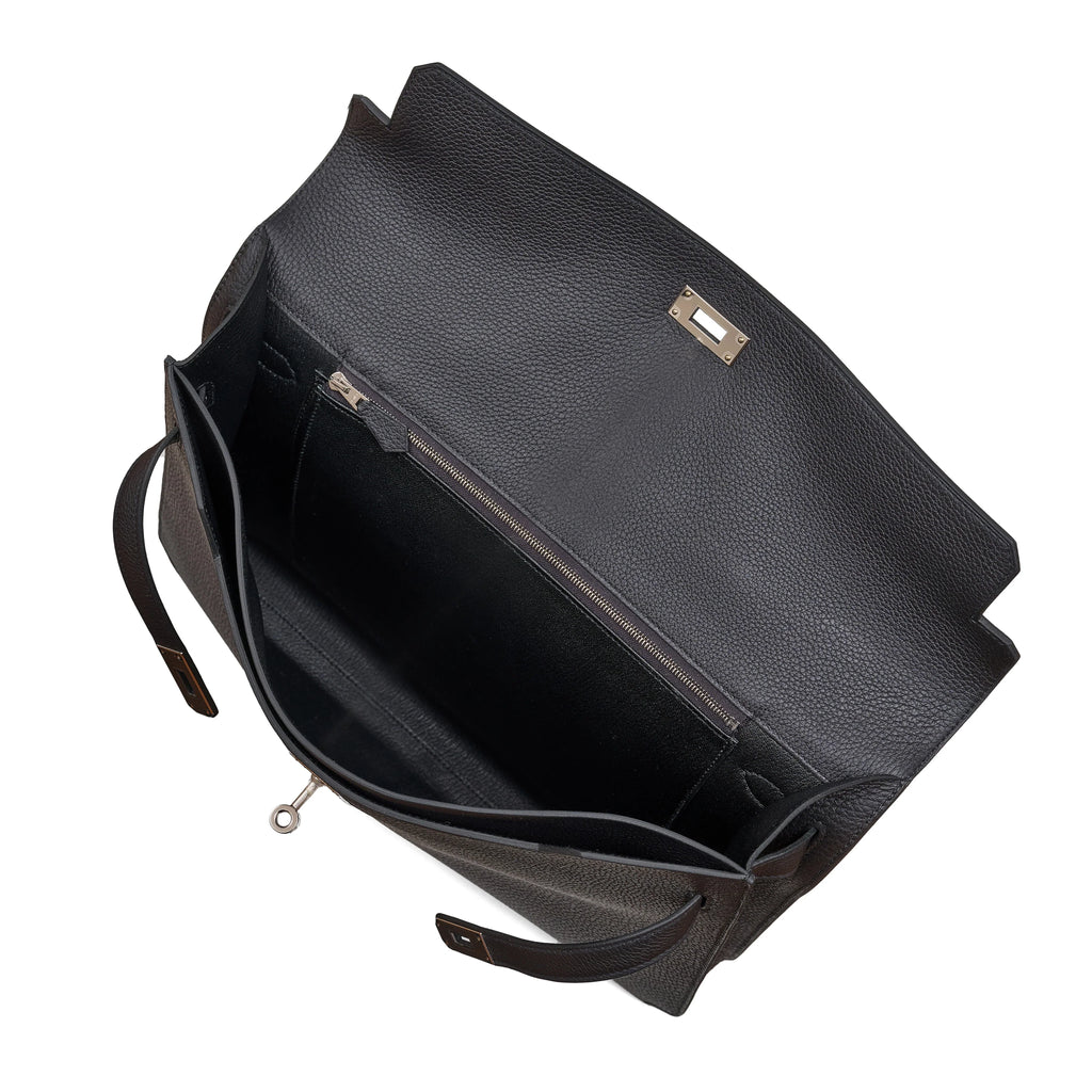 Kelly Black Togo 36 Briefcase Palladium Hardware FR trendy frosted leather casual bag