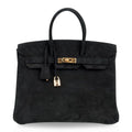 Birkin 35 Bag Black Doblis Suede Gold Hardware Limited Edition