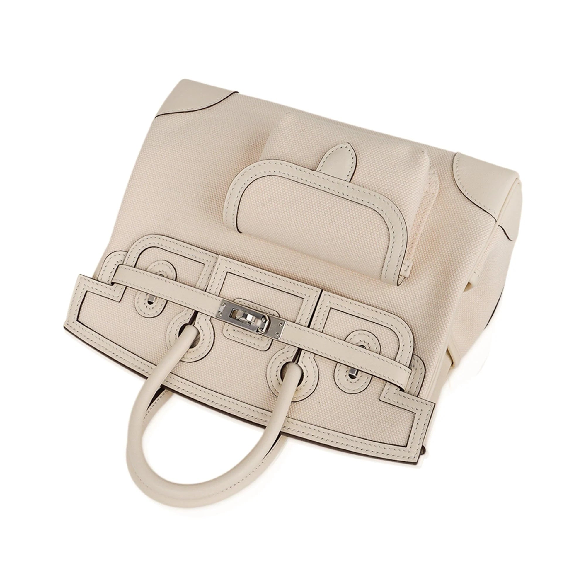 Birkin 25 Cargo Nata Toile Goeland Bag Swift Leather Trim Limited Edition