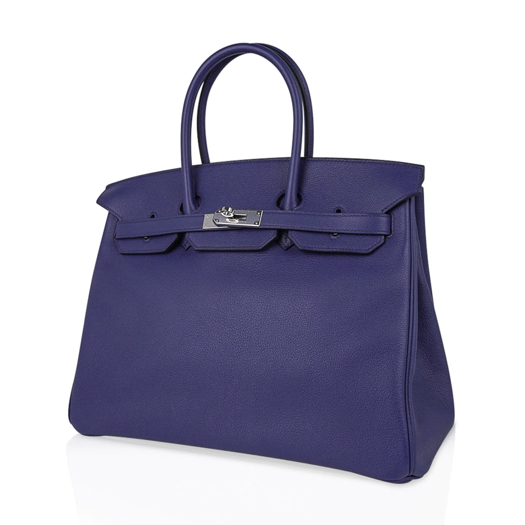 Limited Edition Birkin 35 Bag Blue Sapphire Taurillon Novillo Leather & Toile Sea Surf & Fun