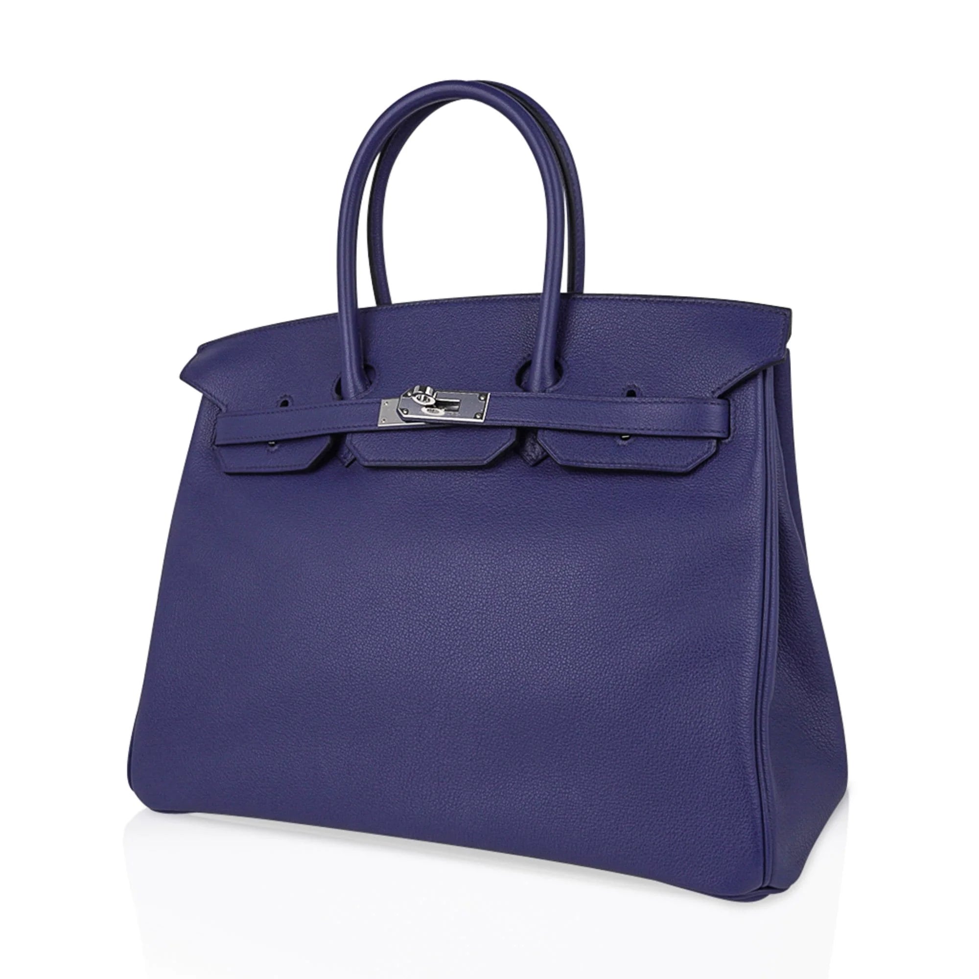 Limited Edition Birkin 35 Bag Blue Sapphire Taurillon Novillo Leather & Toile Sea Surf & Fun
