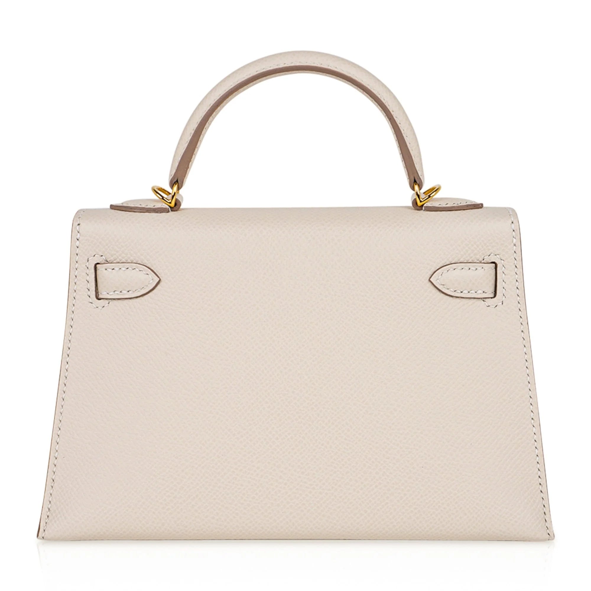 Kelly 20 Mini Sellier Bag Craie Epsom Leather with Gold Hardware