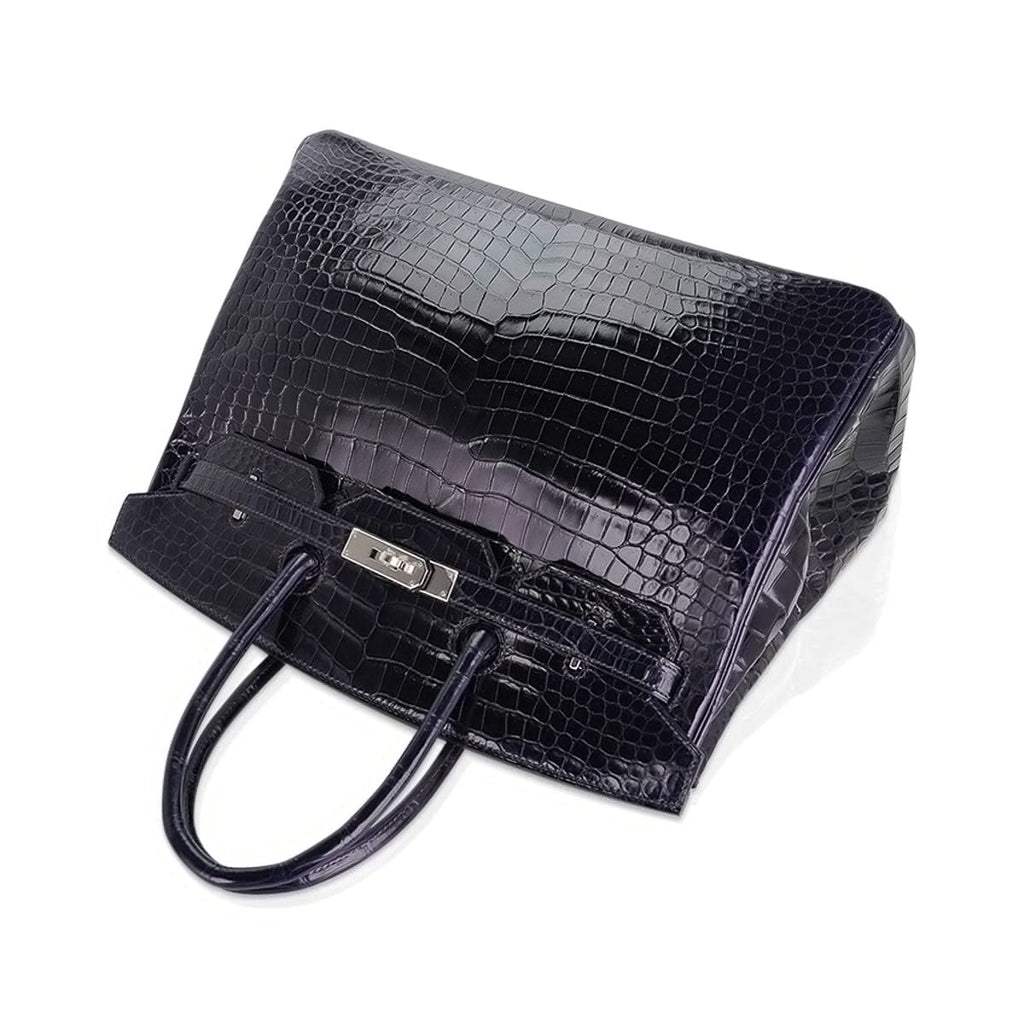 Birkin 35 Bag Blue Marine Porosus Crocodile with Palladium Hardware