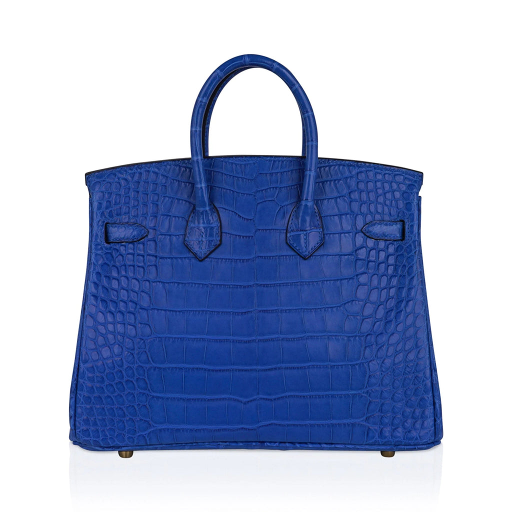 Birkin 25 Bag Blue Zellige Matte Alligator Gold Hardware