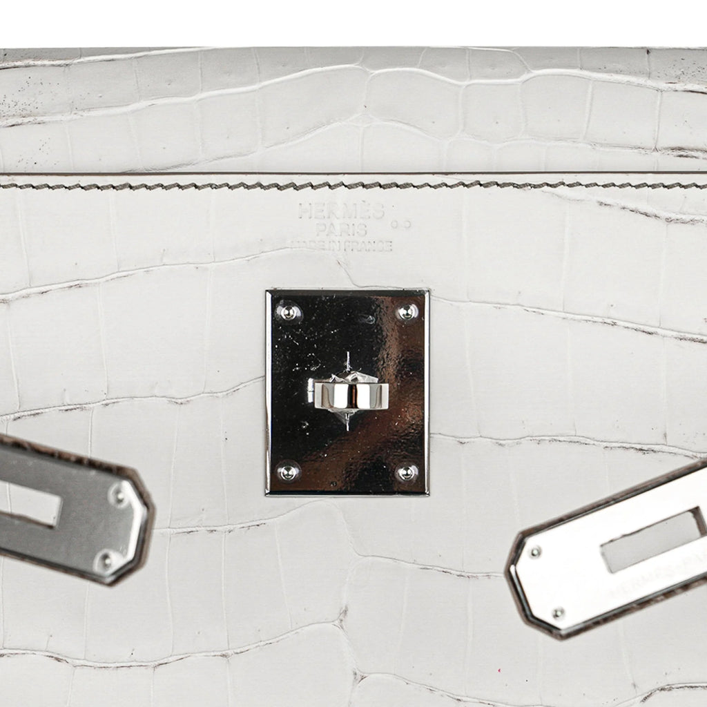 Limited Edition Kelly 32 Bag Himalaya Crocodile with Palladium Hardware