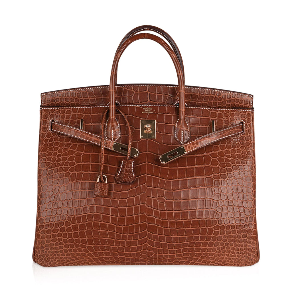 Birkin 40 Bag Rare Fauve Matte Porosus Crocodile Gold Hardware
