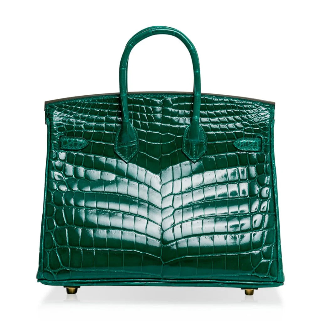 Birkin 25 Bag Emerald Crocodile Gold Hardware