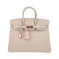Birkin 25 Bag Craie Togo Leather with Rose Gold Hardware