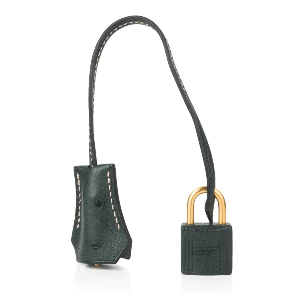 Kelly Sellier 28 HSS Bag Gris Agate / Vert Titien Ostrich Gold Hardware