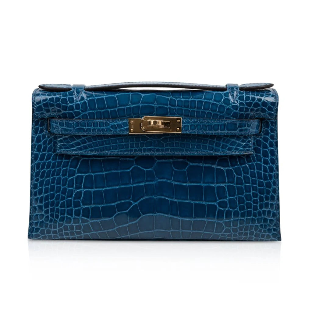 Kelly Pochette Mykonos Alligator Gold Hardware
