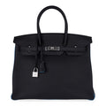 Special Order HSS Birkin 35 Bag Black Turquoise Togo Leather with Brushed Palladium Hardware