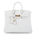 Birkin 25 HSS Bag White Clemence Gold Hardware