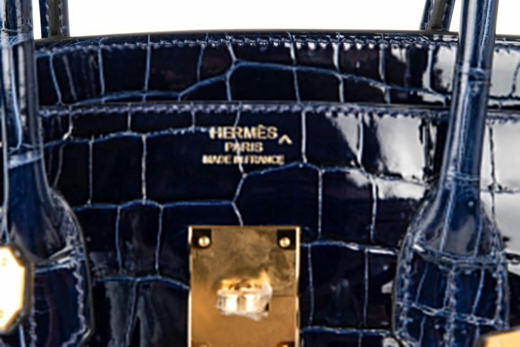Birkin 35 Bag Blue Sapphire Porosus Crocodile Gold Hardware New