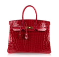 Birkin 35 Braise Lipstick Red Crocodile Gold Hardware