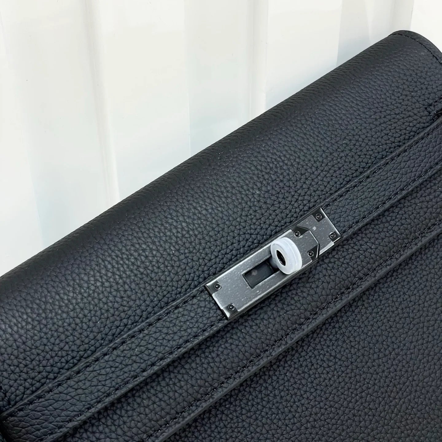 Kelly Depeches 25 Pouch Bag Blue Ocean Togo Leather with Palladium Hardware