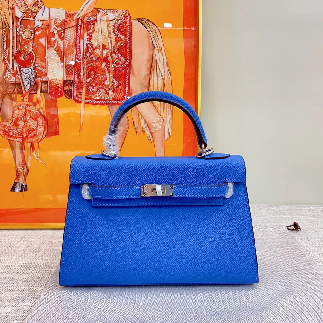Kelly 2nd-Generation Epsom Blue Royal Palladium Hardware