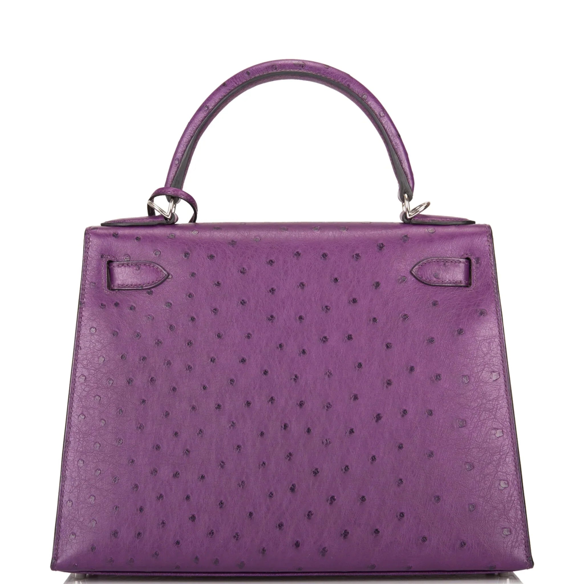 Kelly Violine Sellier Ostrich with Palladium Hardware