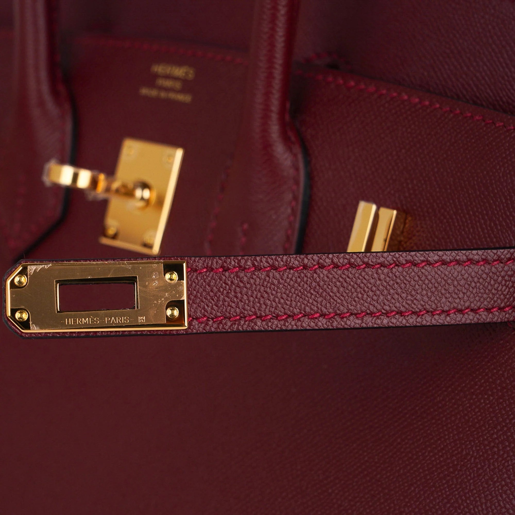 Birkin 25 Bag Sellier Rouge H Gold Hardware Veau Madame Leather