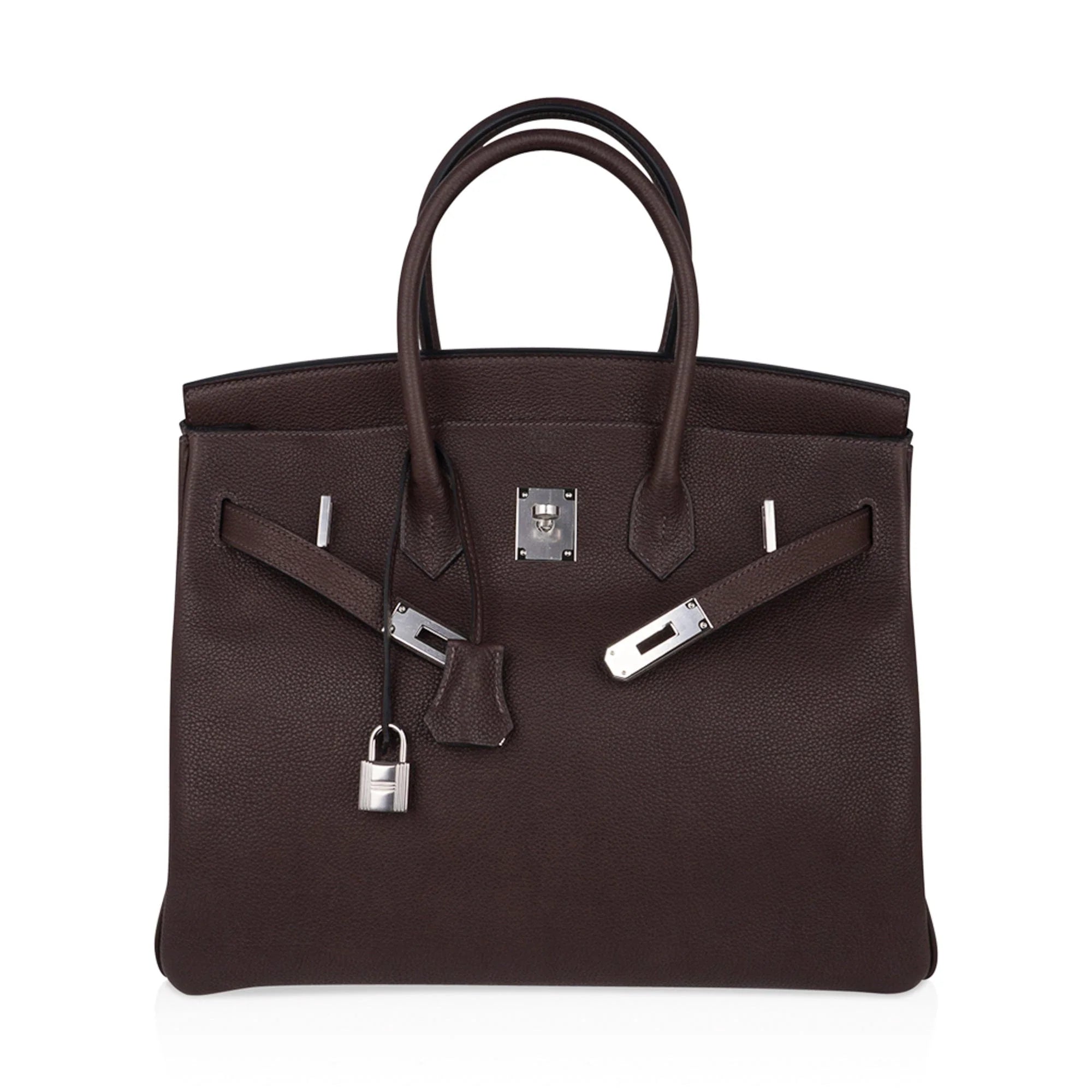 Birkin 35 Bag Ebene Barenia Faubourg Leather with Palladium Hardware