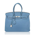 Birkin 35 Bag Blue Jean Togo Leather with Palladium Hardware