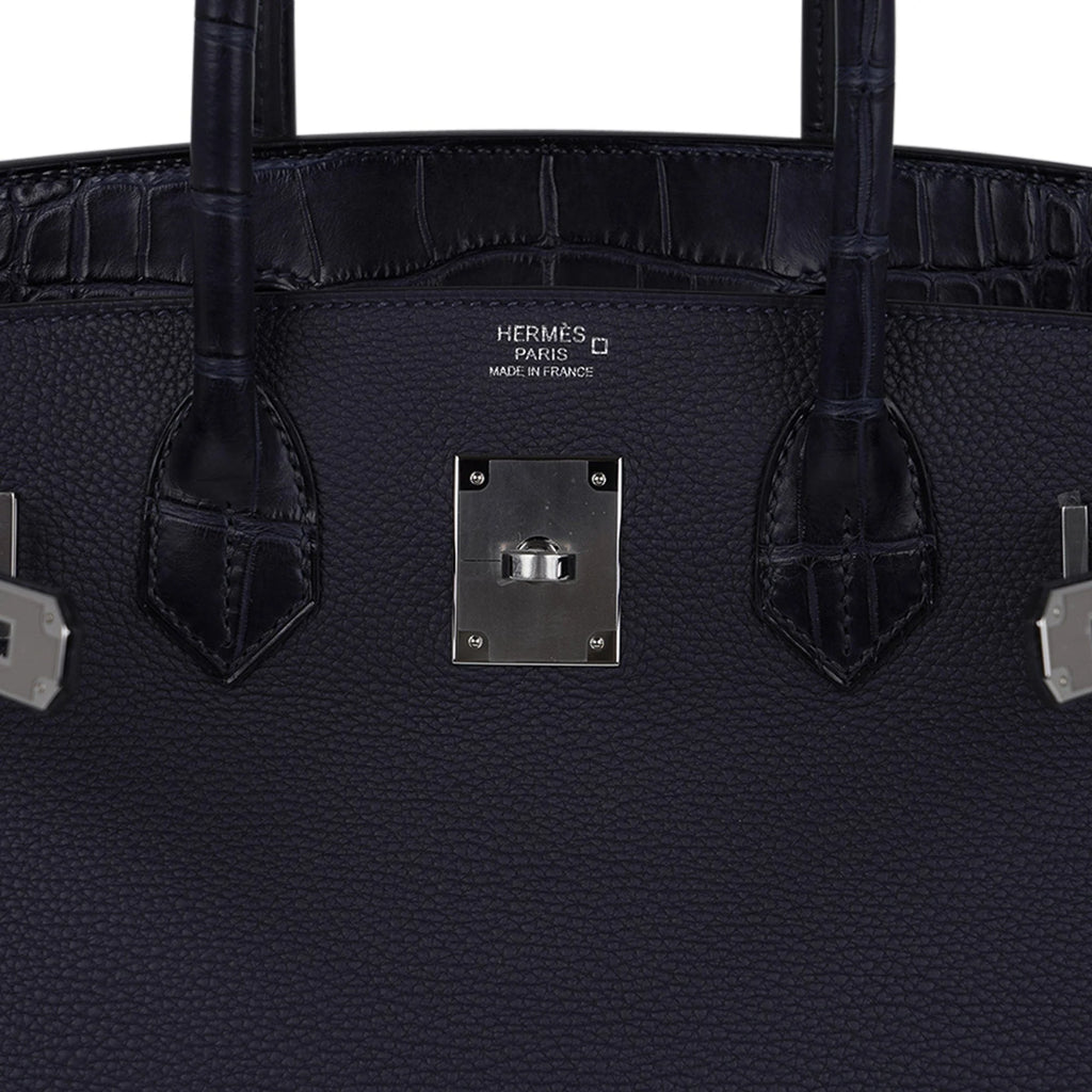 Birkin 30 Touch Blue Indigo Matte Alligator Bag Palladium Hardware