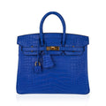 Birkin 25 Bag Blue Zellige Matte Alligator Gold Hardware
