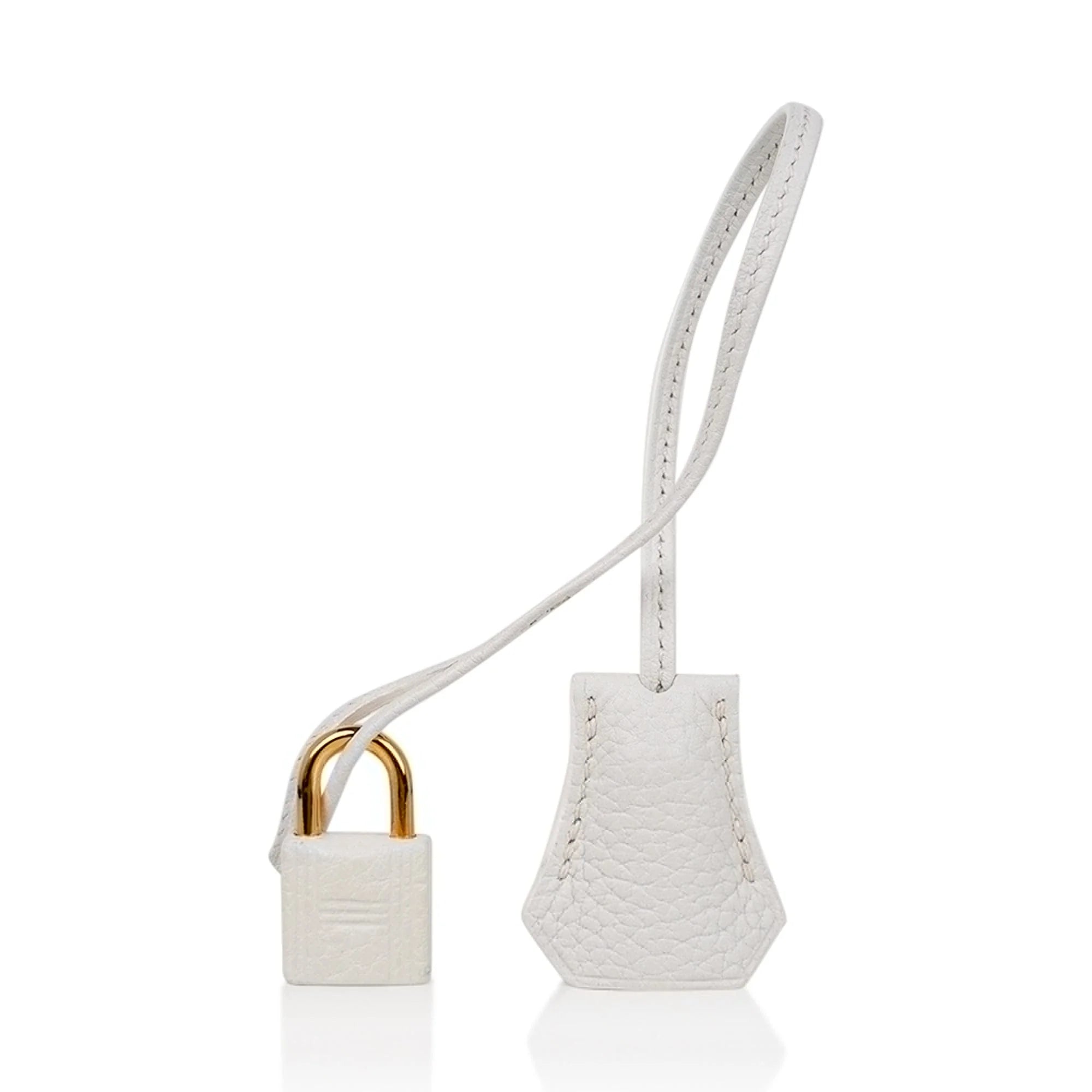 Birkin 35 Bag White Gold Hardware Clemence Leather New