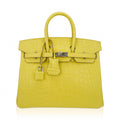 Birkin 25 Bag Lime Matte Alligator with Palladium Hardware