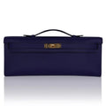 Kelly Cut Bag Blue Encre Swift with Gold Hardware