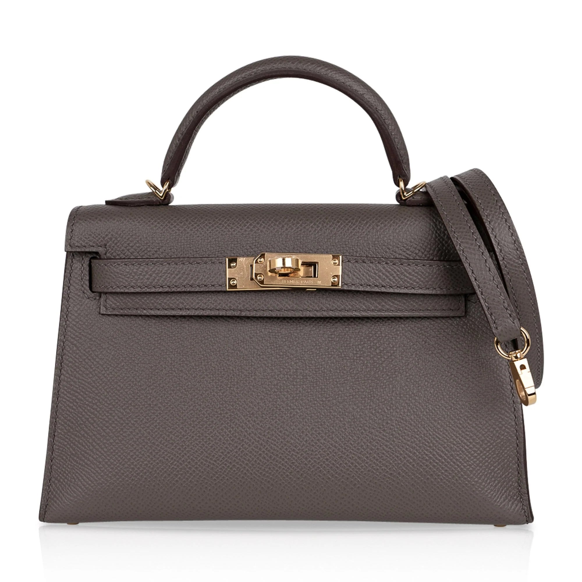 Kelly 20 Mini Sellier Bag Etain Epsom Leather Gold Hardware New w/Box