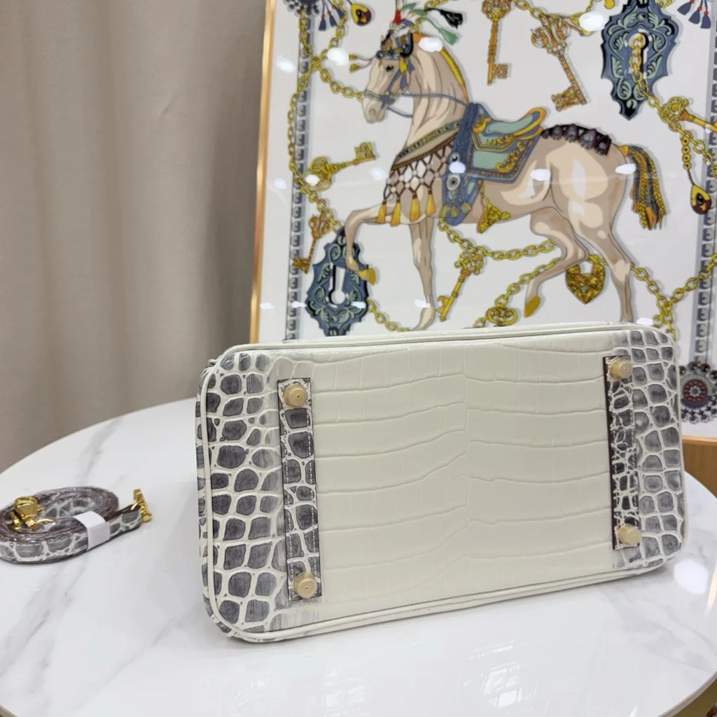 Birkin Bag Crocodile-Grain Cowhide Leather Gold Hardware
