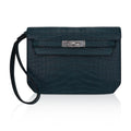 Kelly Depeches 25 Pouch Vert Rousseau Matte Alligator Palladium Hardware
