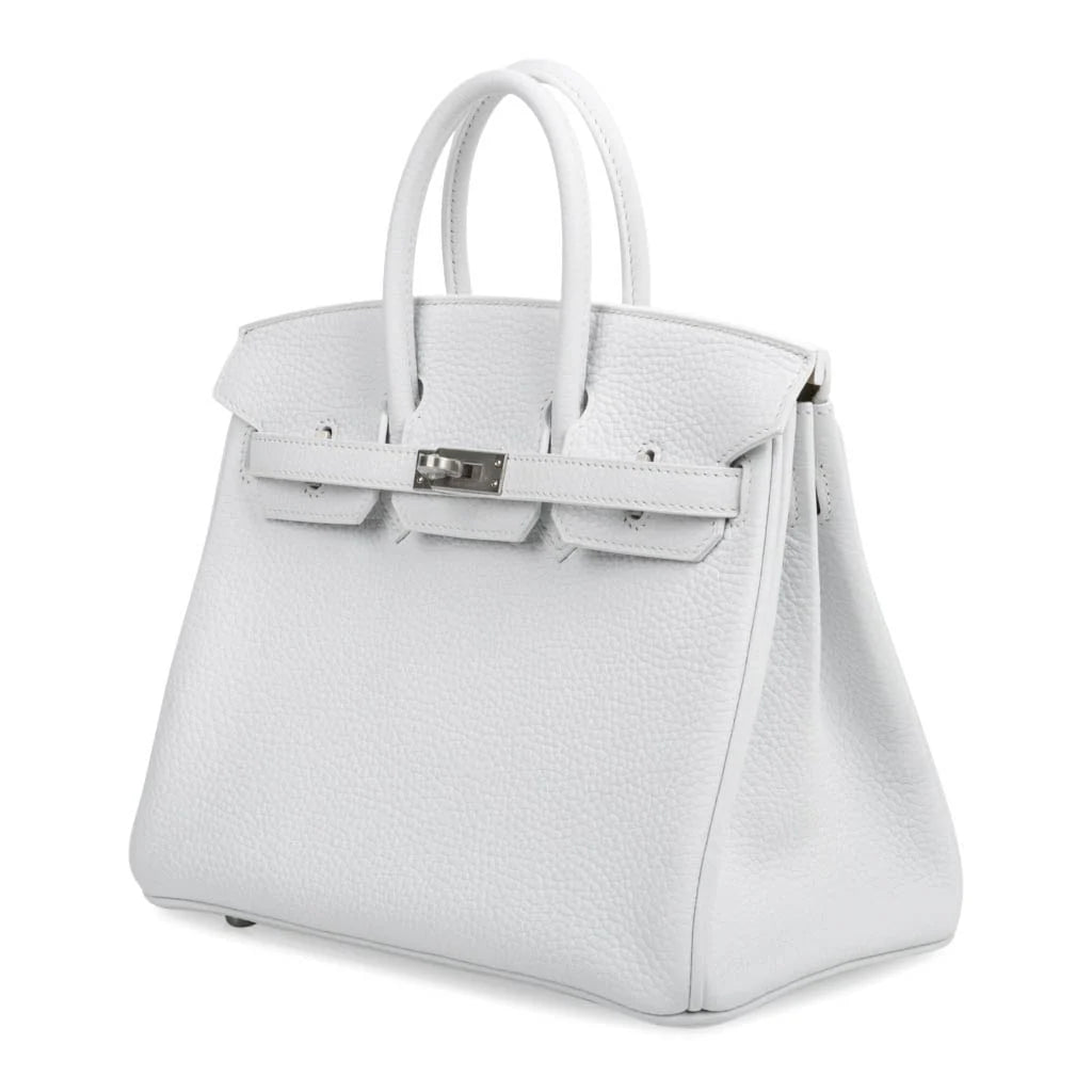Birkin 25 Bag HSS White Clemence Trench Interior Brushed Palladium Hardware