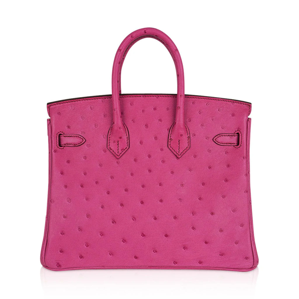 Birkin 25 Bag Fuchsia Ostrich with Palladium Hardware