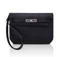 Kelly Depeches 25 Pouch Bag Blue Ocean Togo Leather with Palladium Hardware