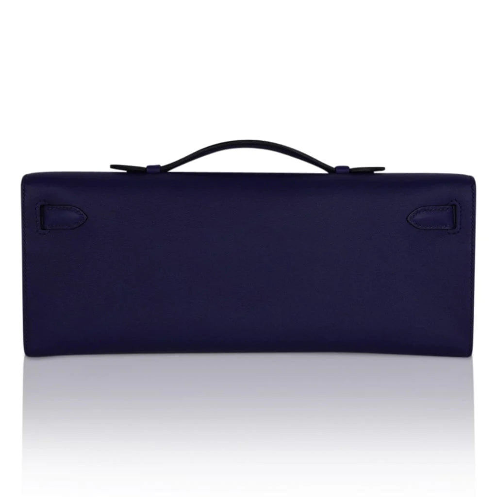 Kelly Cut Bag Blue Encre Swift with Gold Hardware