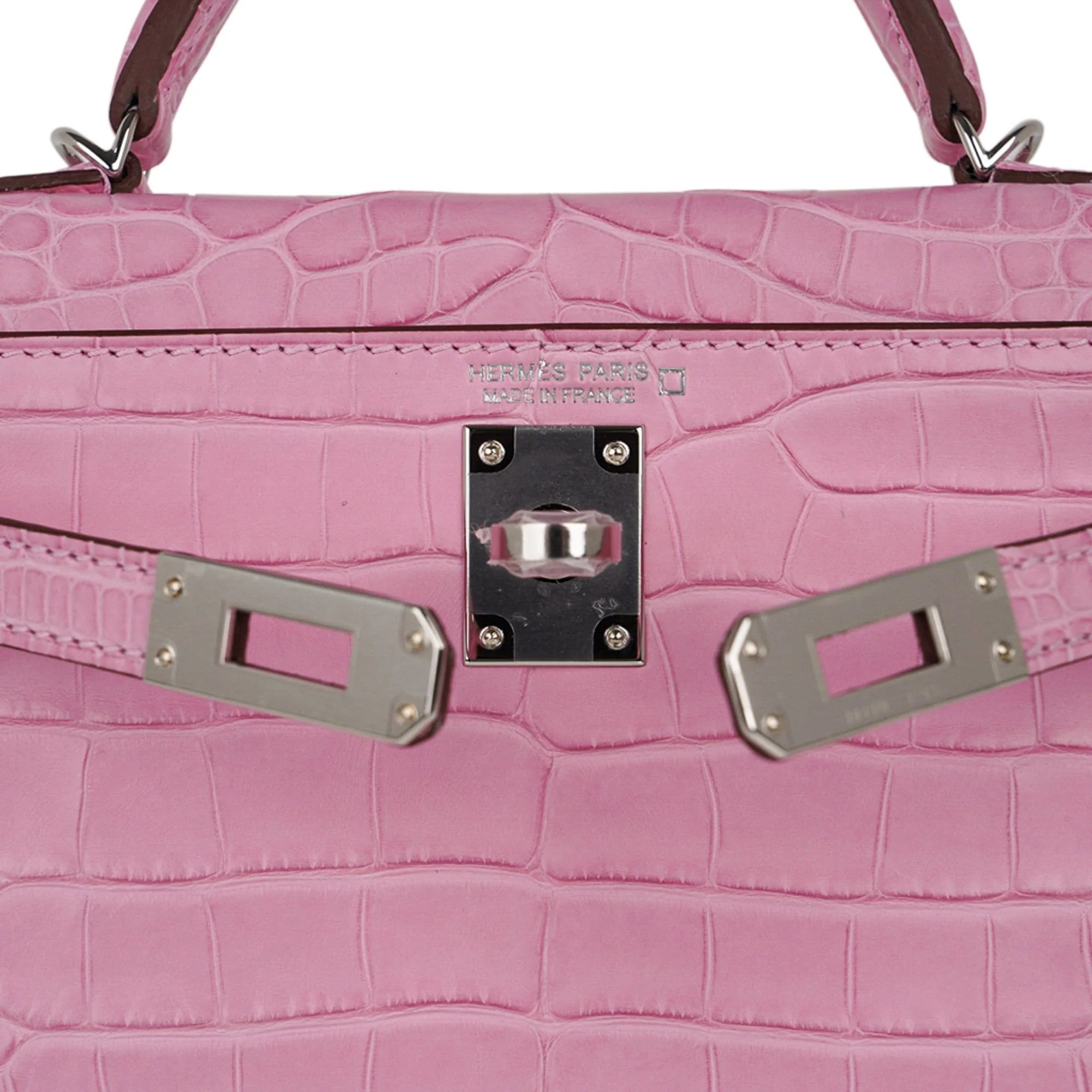 Kelly 20 Mini Sellier Bag 5P Pink Matte Alligator Palladium Limited Edition