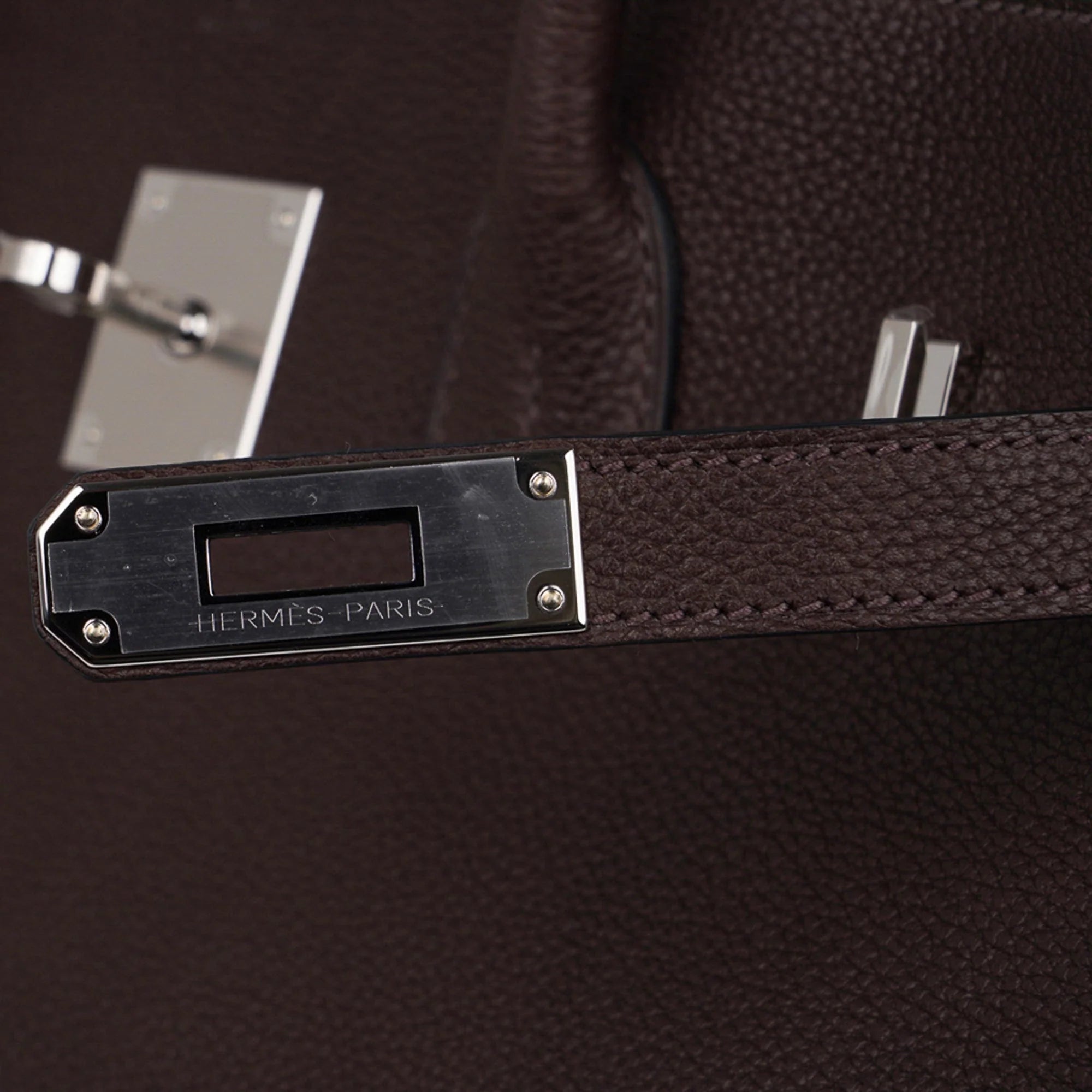 Birkin 35 Bag Ebene Barenia Faubourg Leather with Palladium Hardware