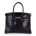 Birkin 30 Bag Black Porosus Crocodile with Gold Hardware