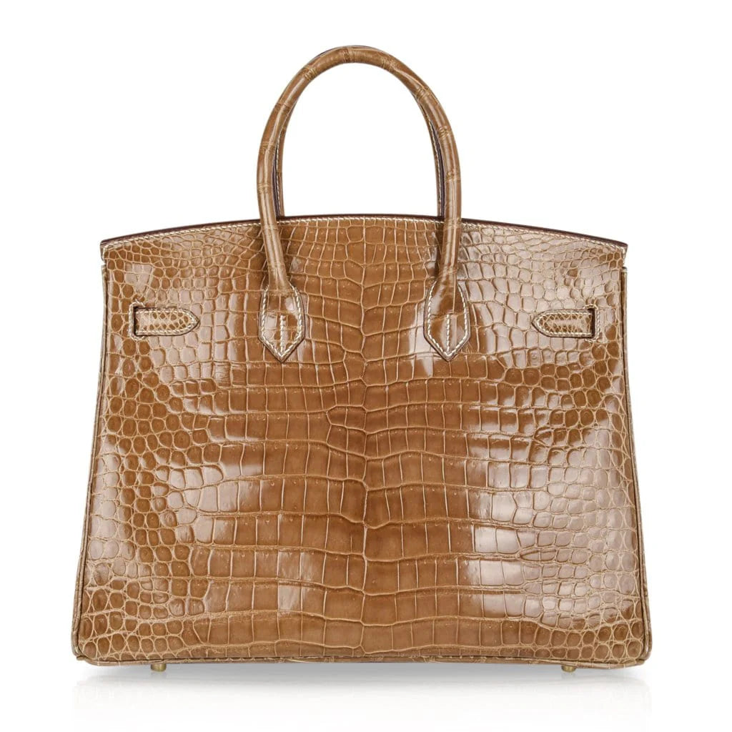 Birkin 35 Bag Ficelle Porosus Crocodile Gold Hardware