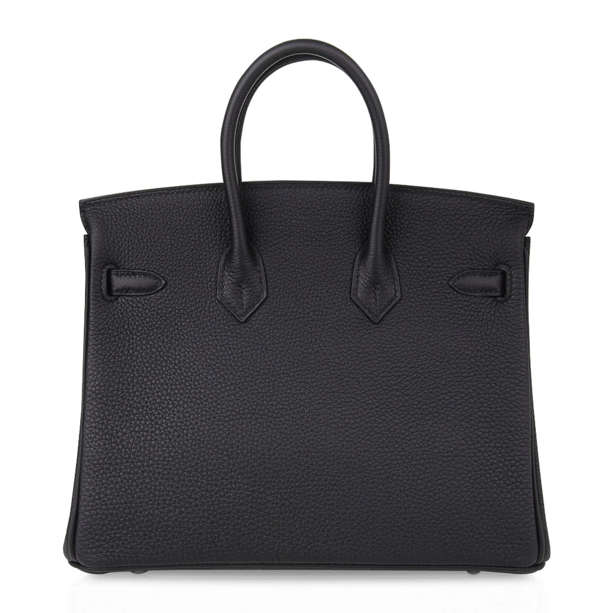 Birkin 25 Bag Black Palladium Hardware Togo Leather