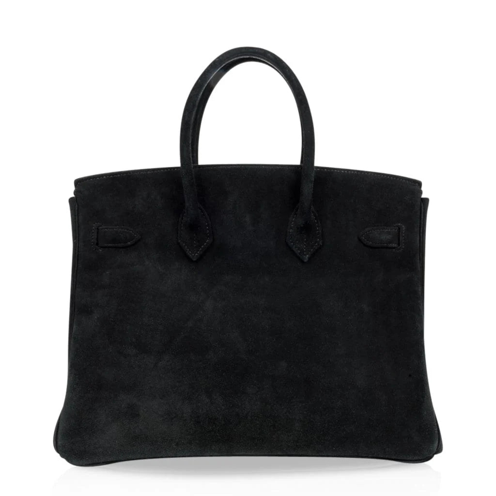 Birkin 35 Bag Black Doblis Suede Gold Hardware Limited Edition