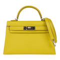 Kelly 20 Mini Sellier Bag Lime Chevre Leather Palladium New w/Box